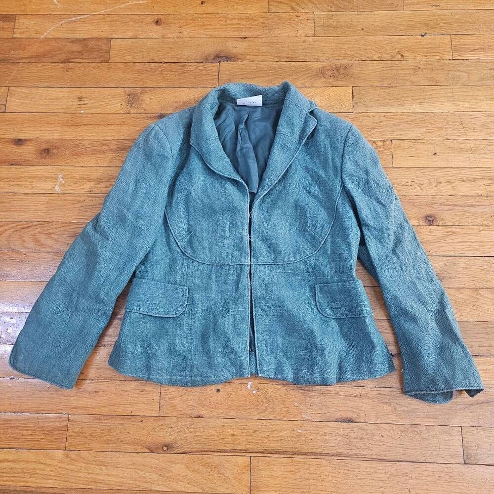 Akris Punto Green Linen Blazer Jacket Womens Size 6
